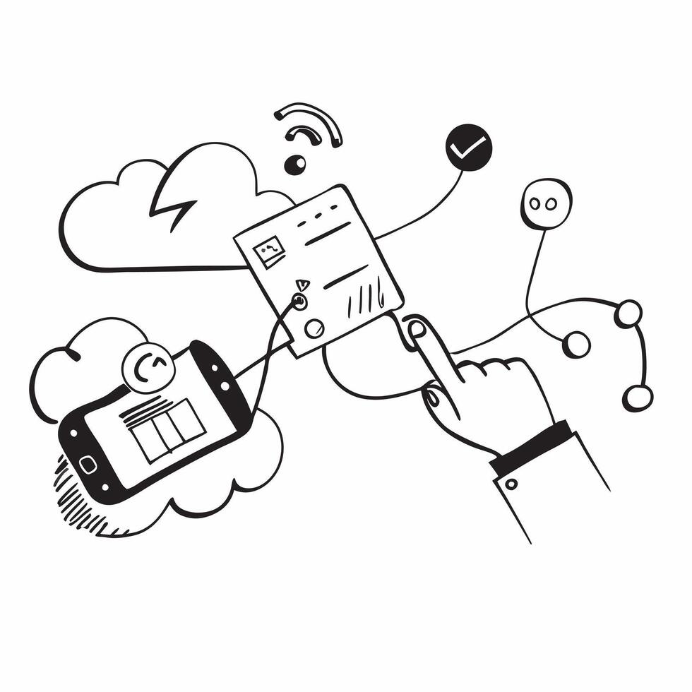 Cloud computing and mobile technology with smartphone and cloud icons concept as illustration of cloud computing integrated with mobile technology featuring smartphone and c Cleans vector