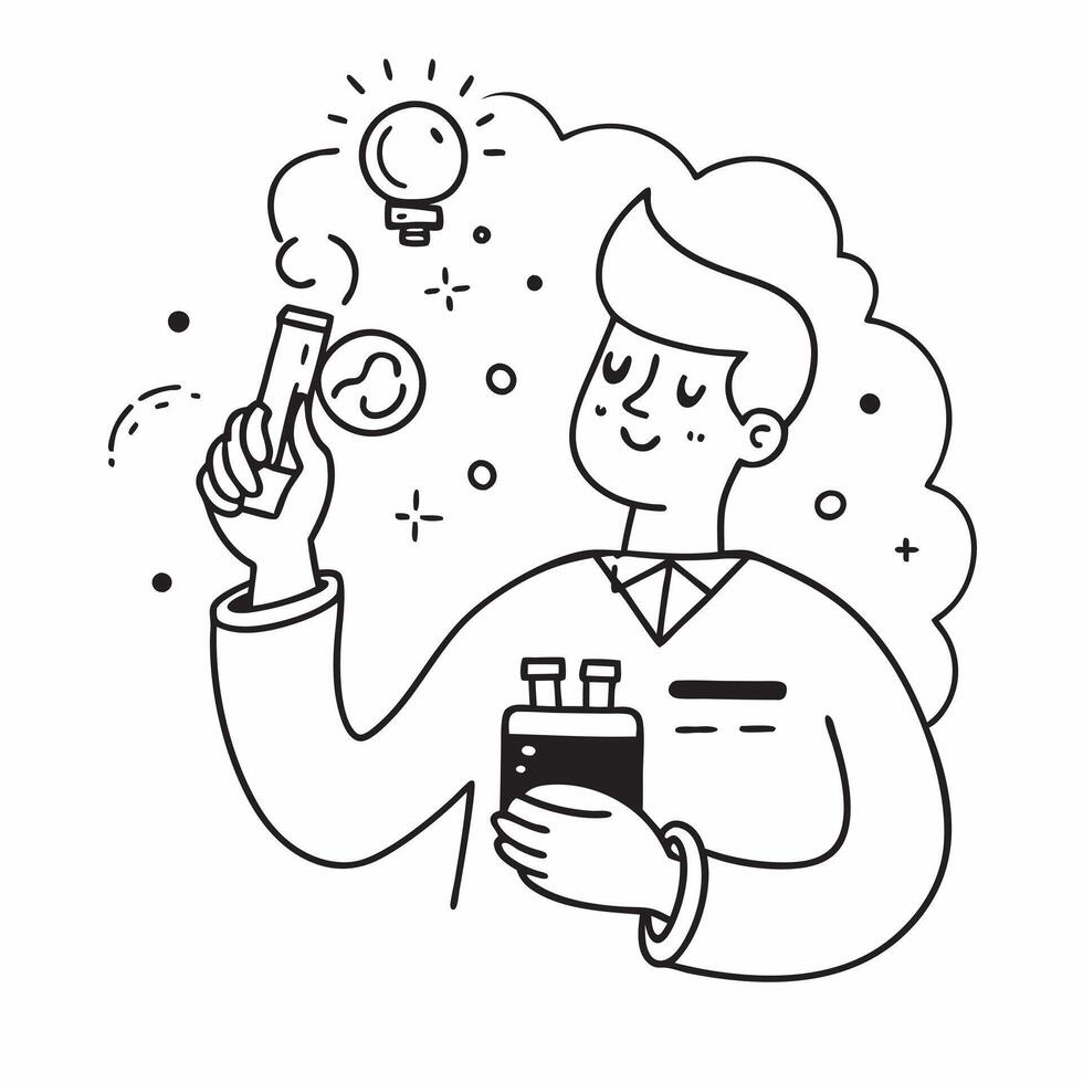 Chemical Lab Technician with ISO Badge and Chemical Samples concept as A chemical lab technician holding an ISO badge and chemical samples set against a dreamy background offering Cleans vector