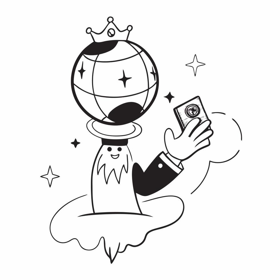 Chairman with World and Scepter concept as An image of a chairman with the world and scepter set against a dreamy background offering ample space for text or graphics symbolizing c Cleans vector