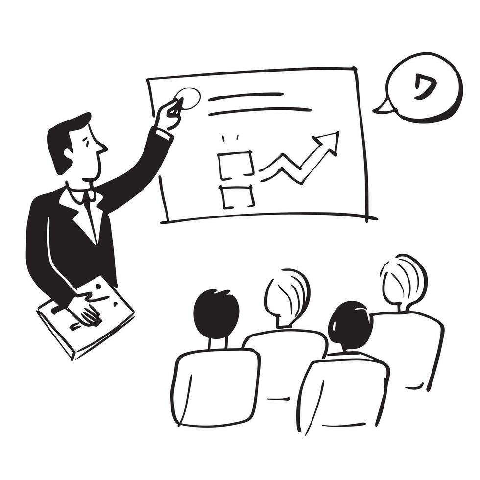 CEO leading a hybrid leadership development session concept as A CEO leading a hybrid leadership development session with executives onsite and remote emphasizing leadership skills Cleans vector