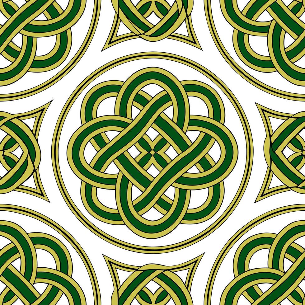 Celtic knots and spirals seamless tile pattern with rich earthy tones and intricate designs concept as Rich earthy tones highlight Celtic knots intertwined with spirals in seamless Cleans vector