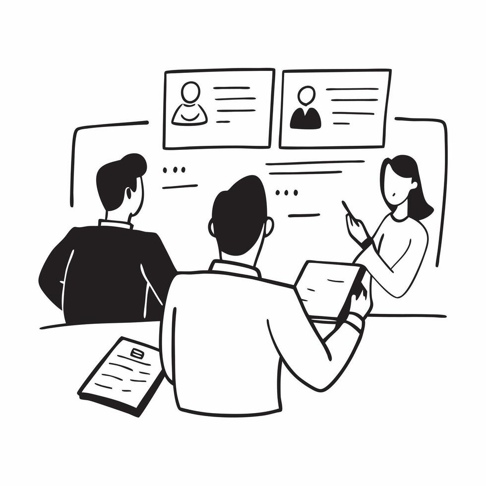 Business team in a hybrid meeting with onsite and remote participants concept as A business team in a conference room conducting a hybrid meeting with both onsite and remote partic Cleans vector