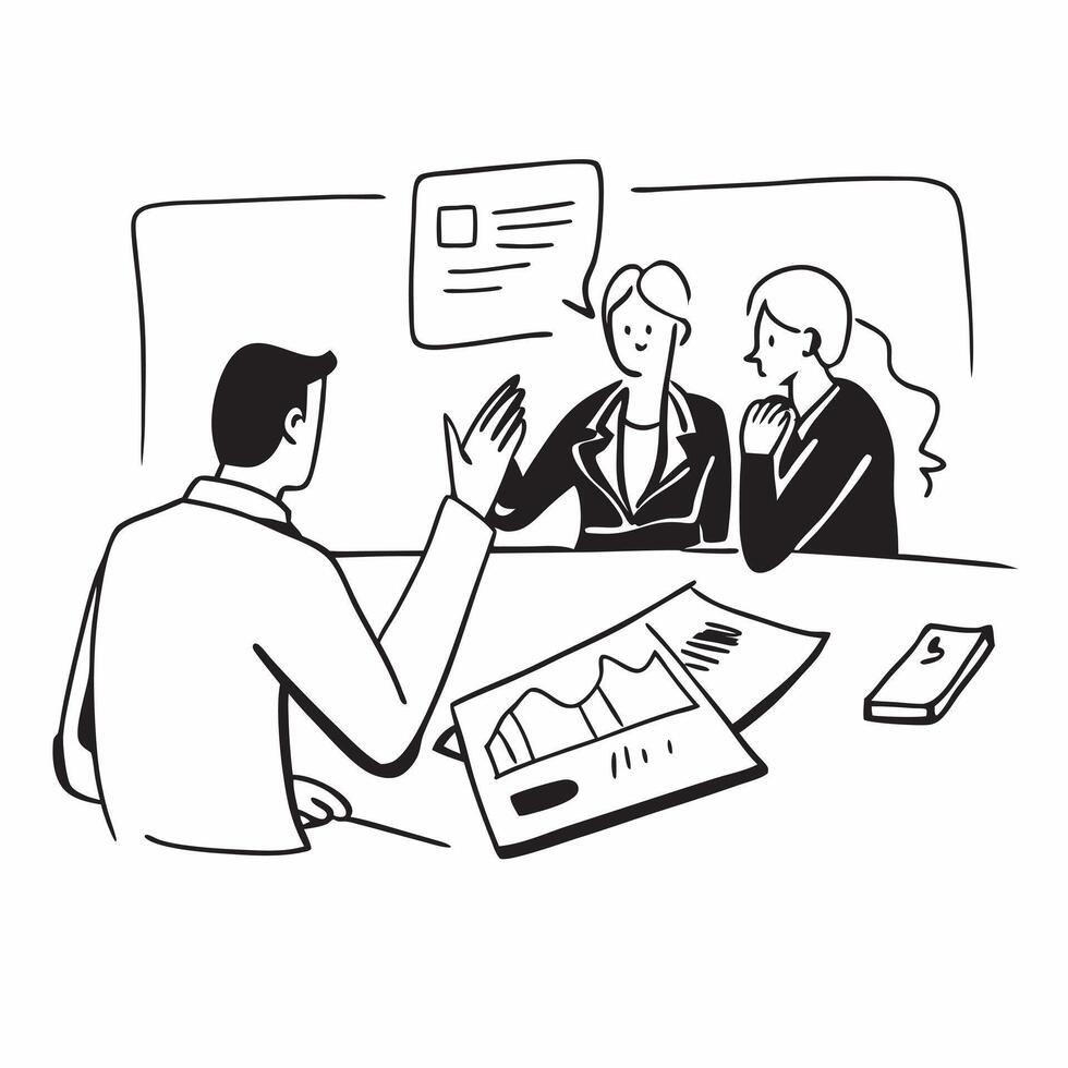 Business team having a conference meeting concept as A illustration of a business team having a conference meeting using a 3 color scheme to highlight remote col Cleans vector