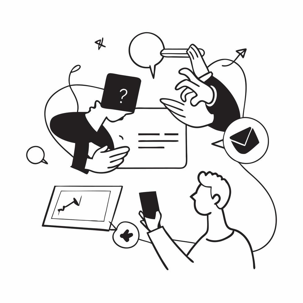 Business team collaborating in a modern office using digital tools concept as A illustration of a business team in a modern office collaborating using digital tools showcasi Cleans Set 2 vector