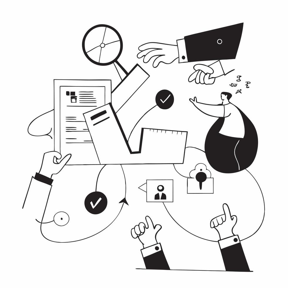 Business team collaborating in a modern office using digital tools concept as A illustration of a business team in a modern office collaborating using digital tools showcasi Cleans vector
