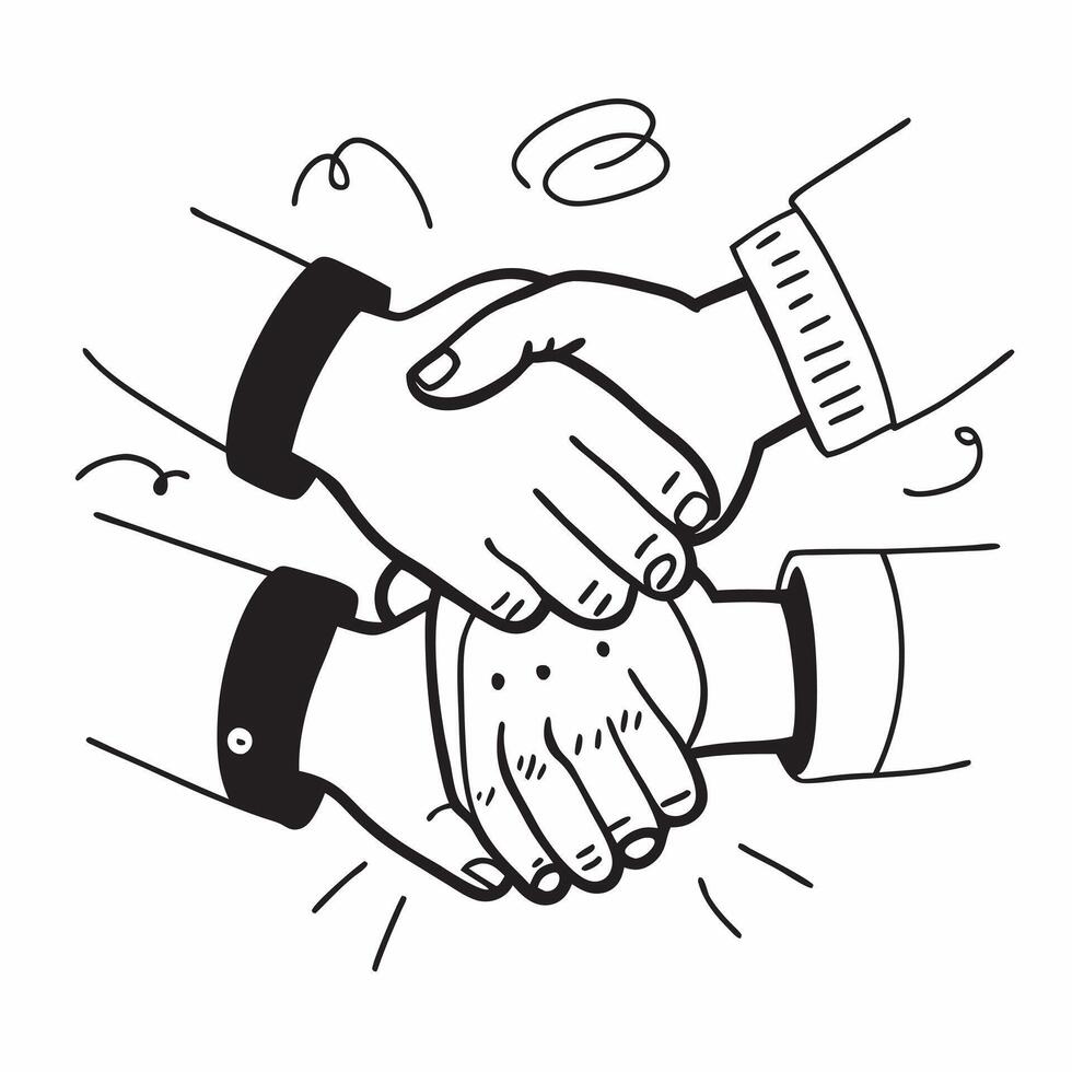 Business partners shaking hands after a successful meeting concept as A illustration of business partners shaking hands after a successful meeting utilizing a 3 color palett Cleans vector