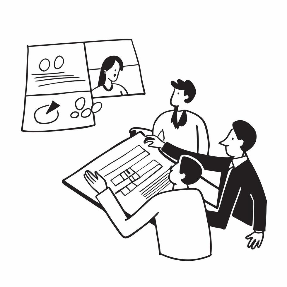 Business partners negotiating in a meeting room concept as A illustration of business partners negotiating in a meeting room utilizing a 3 color scheme to highlight agreemen Cleans Set 2 vector