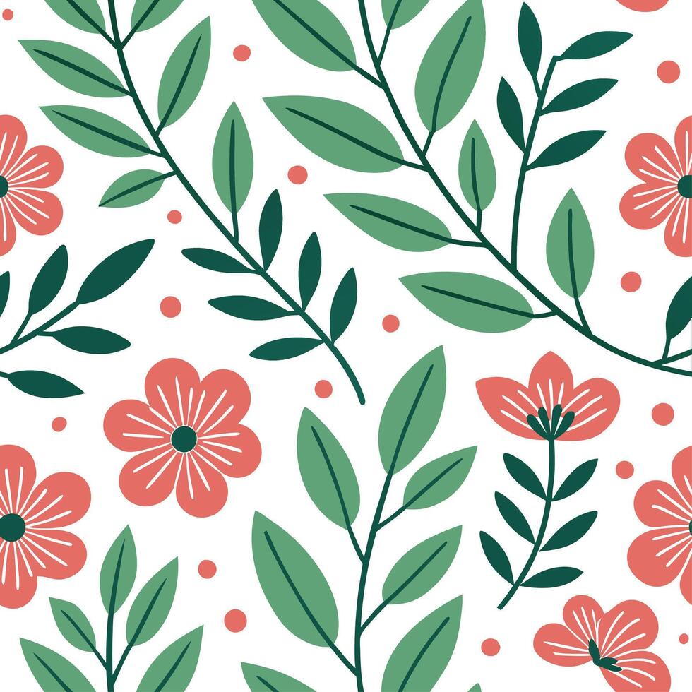 Bright spring nature seamless pattern with bold blooms and green leaf backgrounds for lively garden projects concept as Bright spring floral pattern featuring bold blooms and lush Cleans vector