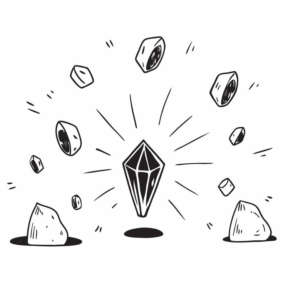 Bright Gem Among Stones concept as A single bright gem stands out among numerous stones in a whimsical background offering ample space for text or graphics symbolizing value and di Cleans vector
