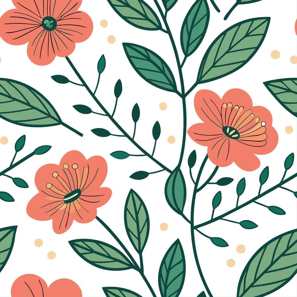 Bright spring nature seamless pattern with bold blooms and green leaf backgrounds for lively garden projects concept as Bright spring floral pattern featuring bold blooms and lush Cleans Set 2 vector