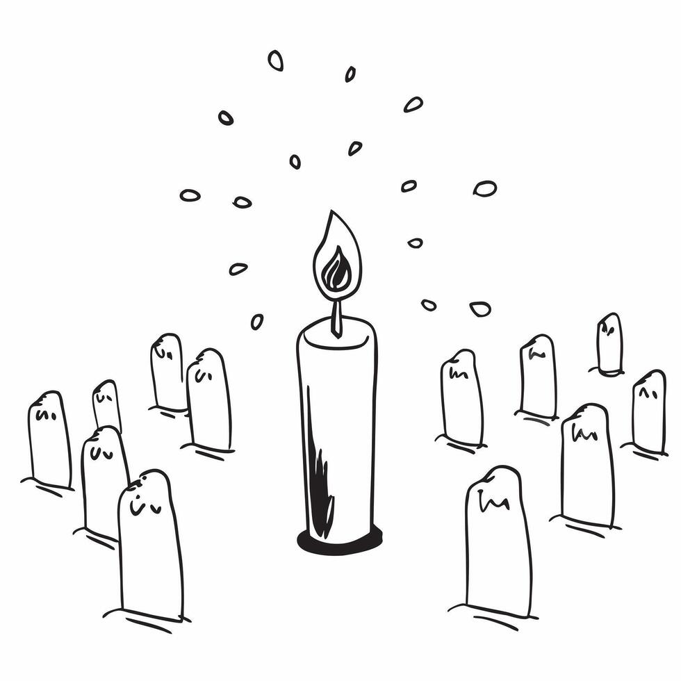 Bright Candle Among Extinguished Candles concept as A single bright candle stands out among numerous extinguished candles in a dreamy background offering ample space for text or gr Cleans vector
