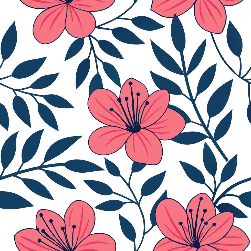 Bright spring floral seamless pattern with bold petals and vibrant greens for energetic lively designs concept as Energetic spring floral pattern with bold petals and vibrant green Cleans Set 2 vector