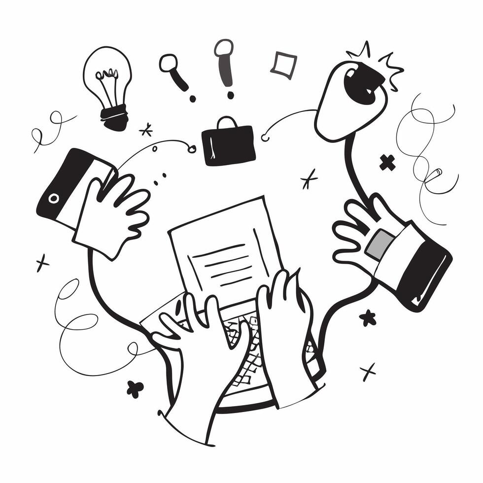 Brainstorming Team with Sticky Notes and Laptop concept as A team brainstorming with sticky notes and a laptop set against a dreamy background offering ample space for text or grap Cleans vector