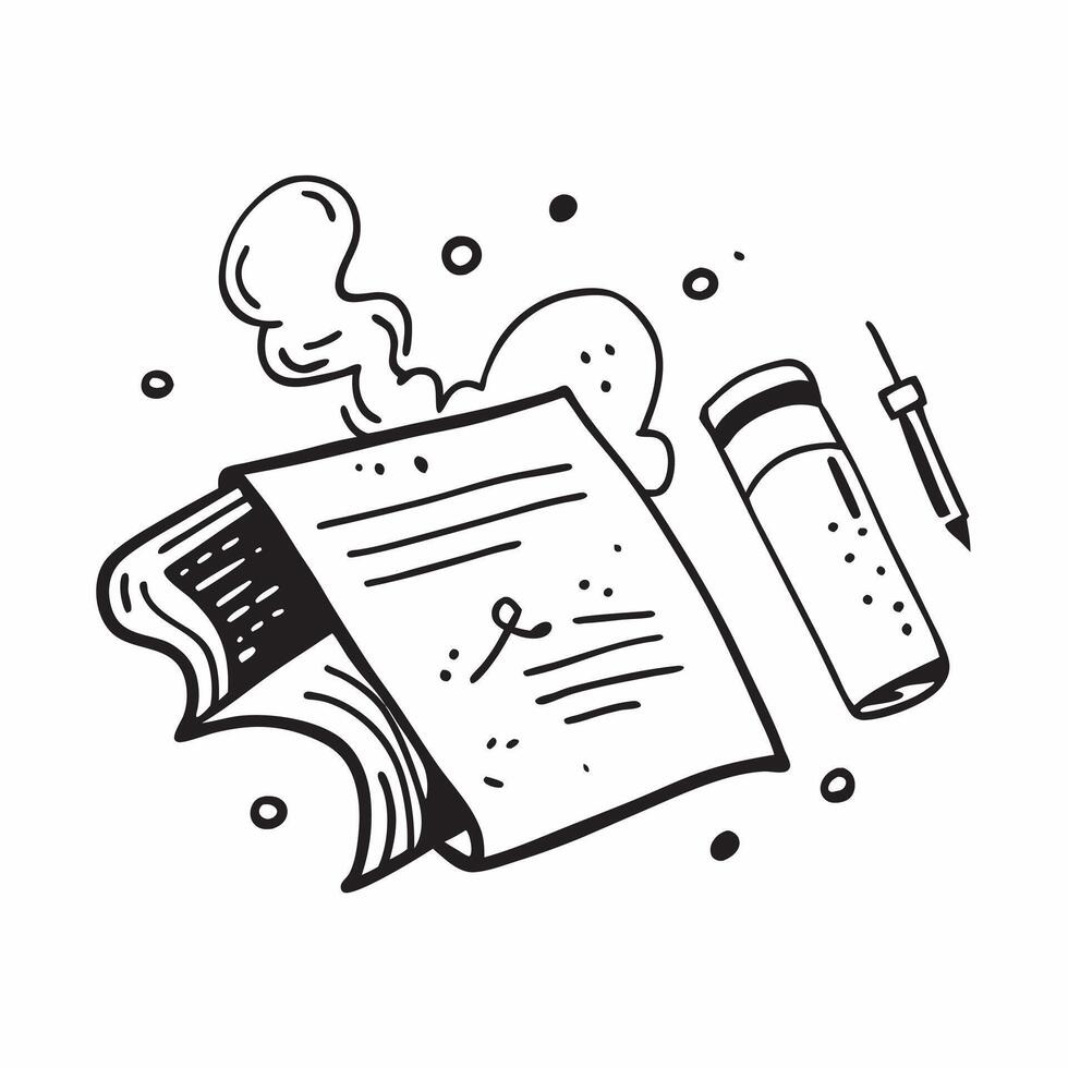 Book and Chemistry Set concept as A book next to a chemistry set set against a dreamy background offering ample space for text or graphics symbolizing the excitement of scientific Cleans vector