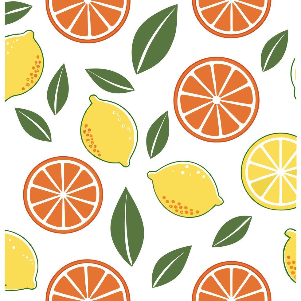 Bold summer seamless pattern with bright citrus fruits and playful colors for a refreshing summer aesthetic concept as Playful summer pattern with citrus fruits and bright colors i Cleans vector