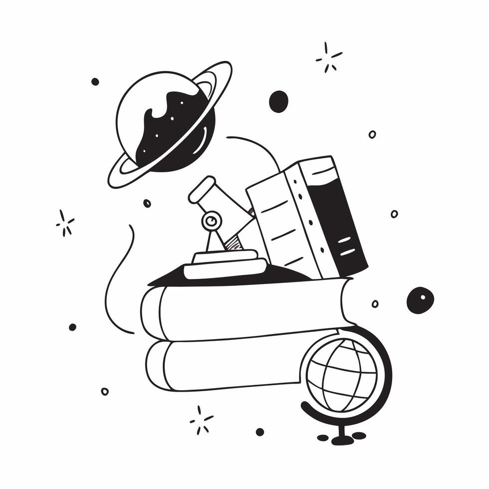 Blackboard with Telescope and Globe concept as A blackboard featuring a telescope and a globe set against a dreamy background offering ample space for text or graphics symbolizing Cleans vector