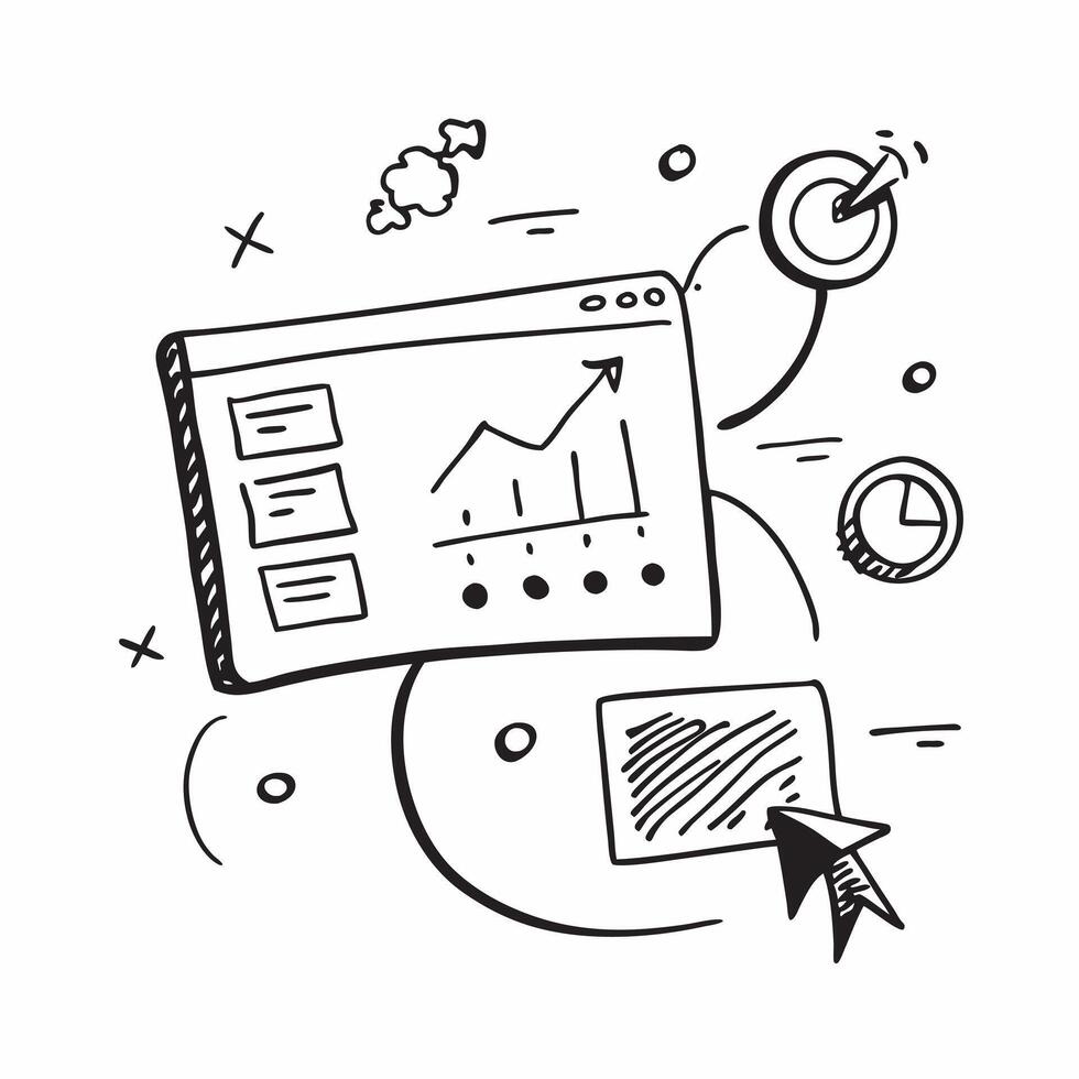 Blackboard with Performance Metrics and Report concept as A blackboard filled with performance metrics and a business report set against a whimsical background offering ample space Cleans Set 2 vector