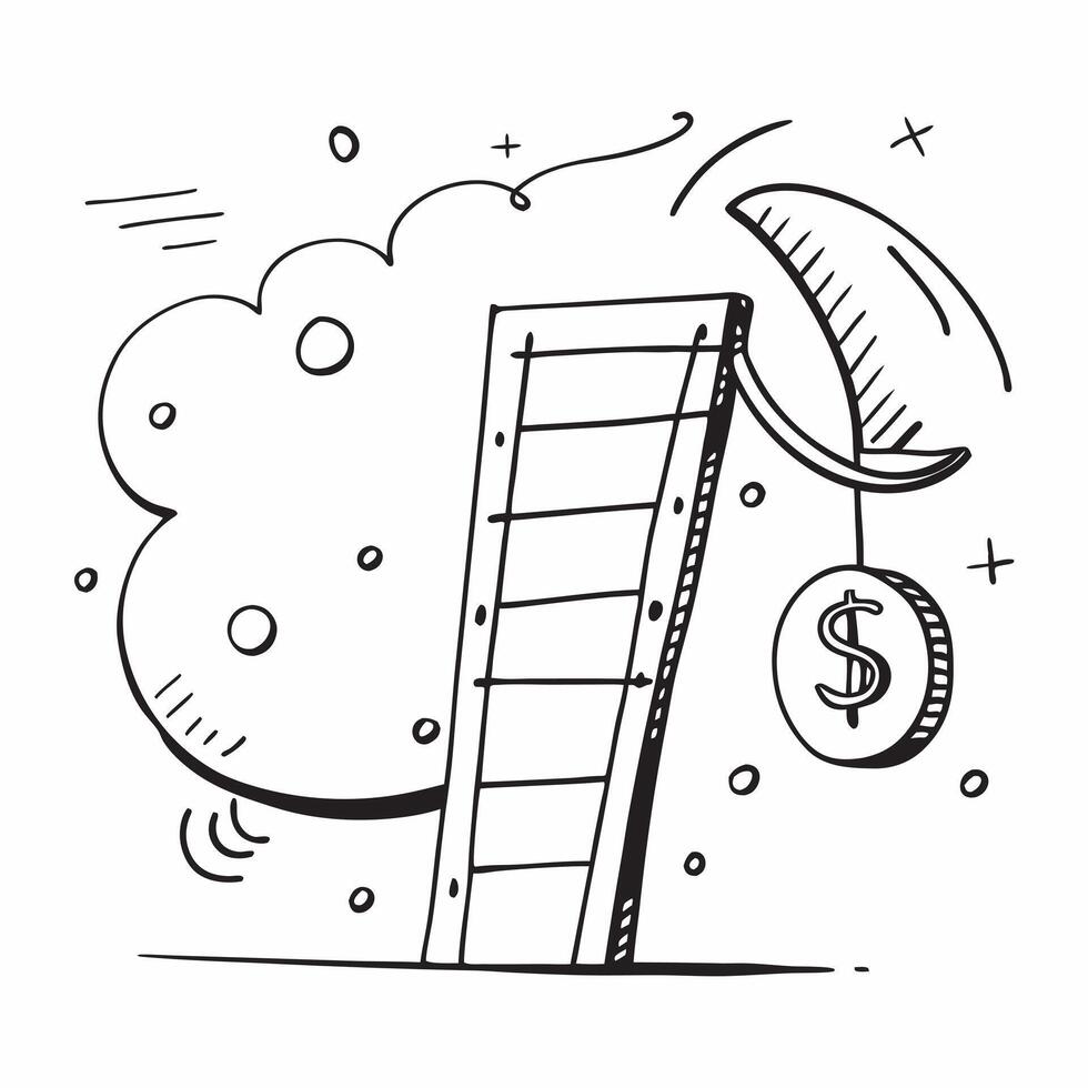 Blackboard with Ladder and Dollar Sign concept as A blackboard with a ladder and a dollar sign set against a dreamy background offering ample space for text or graphics symbolizing Cleans vector