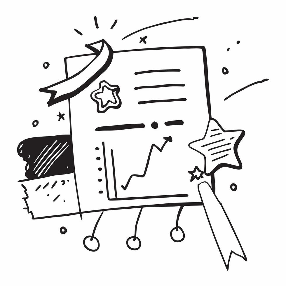 Blackboard with Evaluation Chart and Star concept as A blackboard featuring an evaluation chart and a star set against a whimsical background offering ample space for text or graph Cleans vector