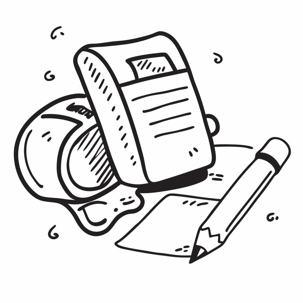 Backpack and Pencil concept as An icon of a backpack and a pencil set against a Cleans background offering ample space for text or graphics symbolizing the preparation and readiness Cleans vector