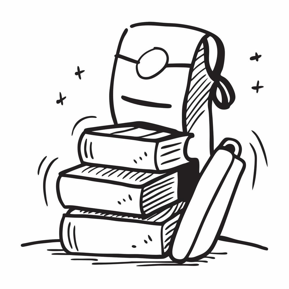 Backpack and Books concept as An icon of a backpack and a stack of books set against a Cleans background offering ample space for text or graphics symbolizing the readiness and prep Cleans vector