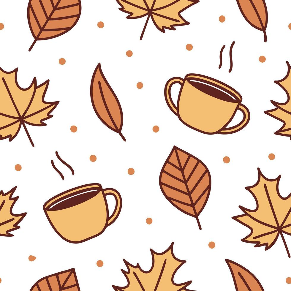 Autumn warmth seamless tile pattern with cozy blankets and golden maple leaves for inviting home decor concept as Cozy blankets and golden maple leaves arranged seamlessly to creat Cleans Set 14 vector