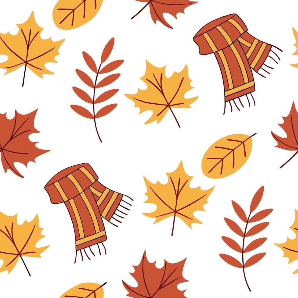 Autumn warmth seamless tile pattern with cozy blankets and golden maple leaves for inviting home decor concept as Cozy blankets and golden maple leaves arranged seamlessly to creat Cleans Set 18 vector