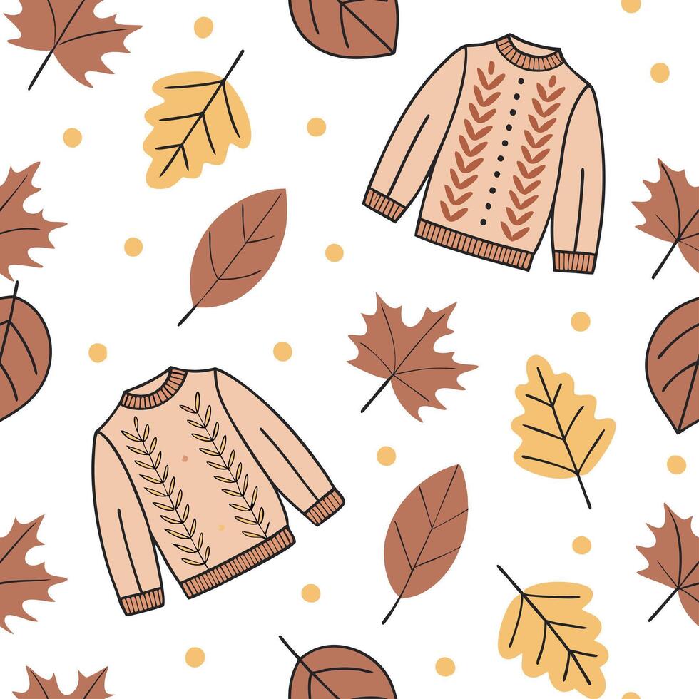 Autumn warmth seamless tile pattern with cozy blankets and golden maple leaves for inviting home decor concept as Cozy blankets and golden maple leaves arranged seamlessly to creat Cleans Set 8 vector