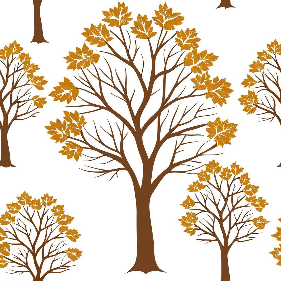 Autumn trees seamless tile pattern with vibrant maple and oak leaves for warm home decor concept as Vibrant maple and oak leaves arranged seamlessly to create warm and inviting aut Cleans Set 6 vector