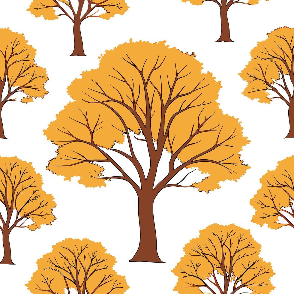 Autumn trees seamless tile pattern with vibrant maple and oak leaves for warm home decor concept as Vibrant maple and oak leaves arranged seamlessly to create warm and inviting aut Cleans Set 4 vector