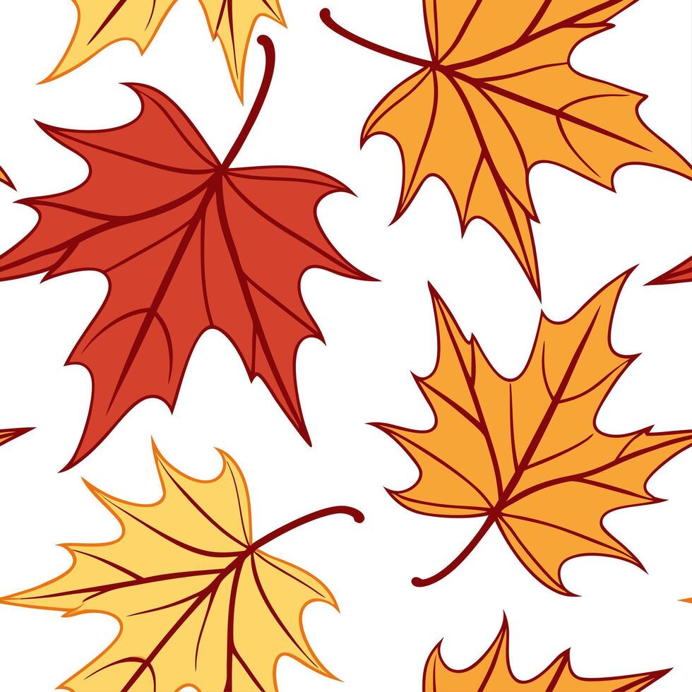 Autumn leaves seamless pattern with rich red orange and yellow hues for vibrant fall designs concept as Vibrant autumn leaves pattern with rich red orange and yellow hues perfect f Cleans vector