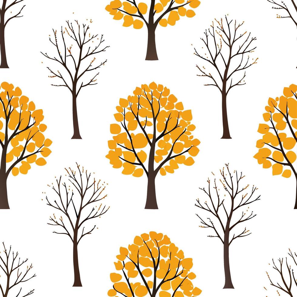 Autumn trees seamless tile pattern with vibrant maple and oak leaves for warm home decor concept as Vibrant maple and oak leaves arranged seamlessly to create warm and inviting aut Cleans Set 2 vector