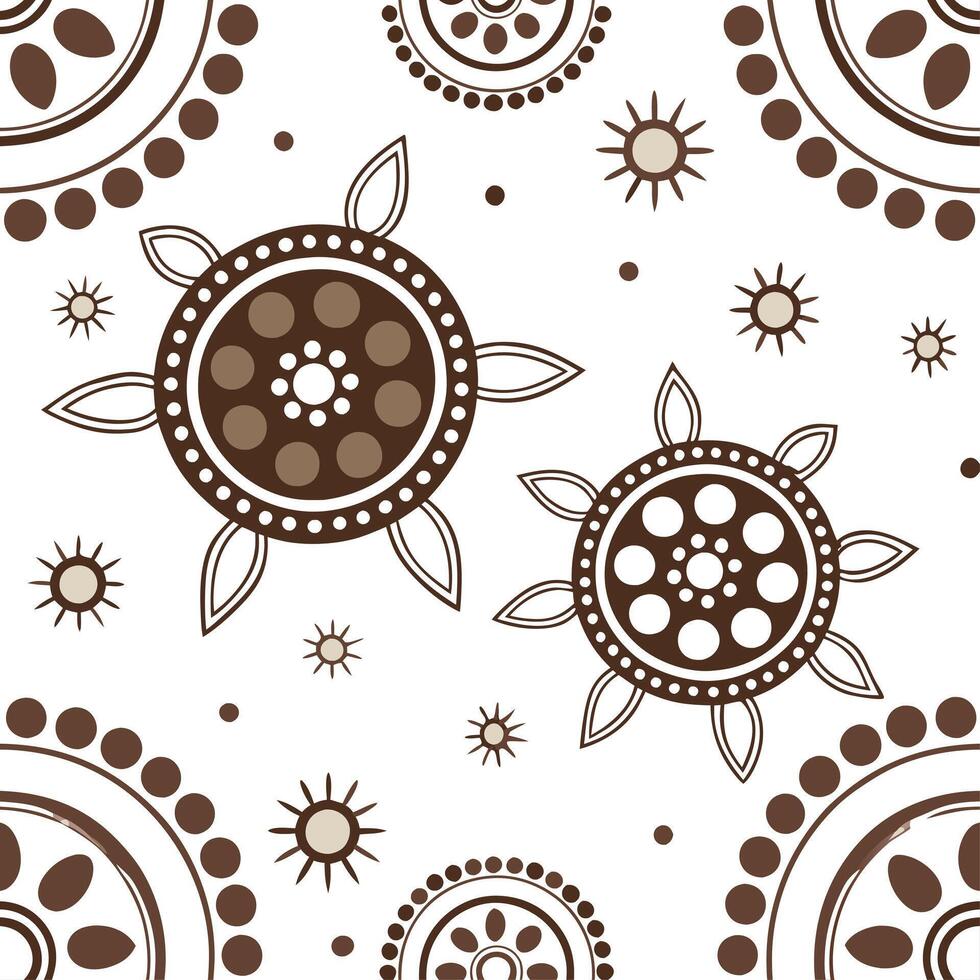 Australian Aboriginal patterns and dot art seamless tile pattern with earthy tones and traditional motifs for cultural decor concept as Earthy toned Aboriginal dot art and traditio Cleans vector