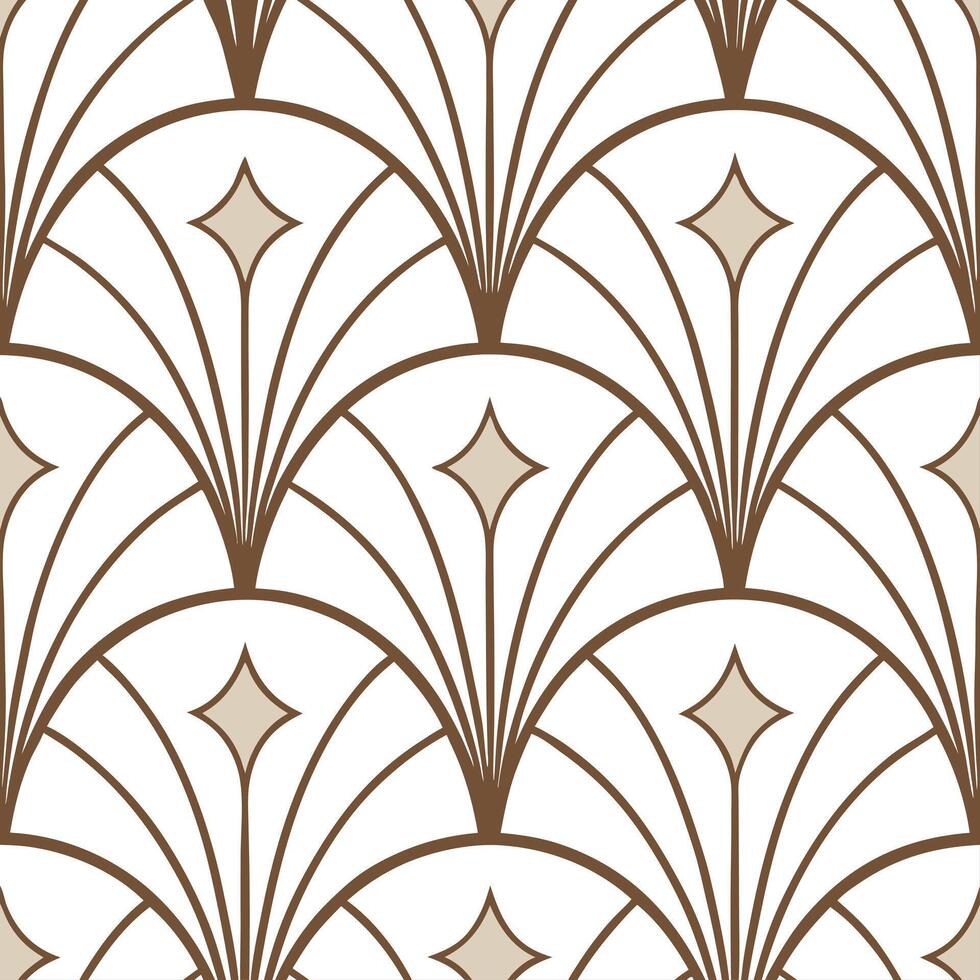 Art deco seamless tile pattern with metallic accents for luxurious interiors concept as Glamorous art deco elements combined in seamless tile pattern with shiny metallic highlights Cleans vector