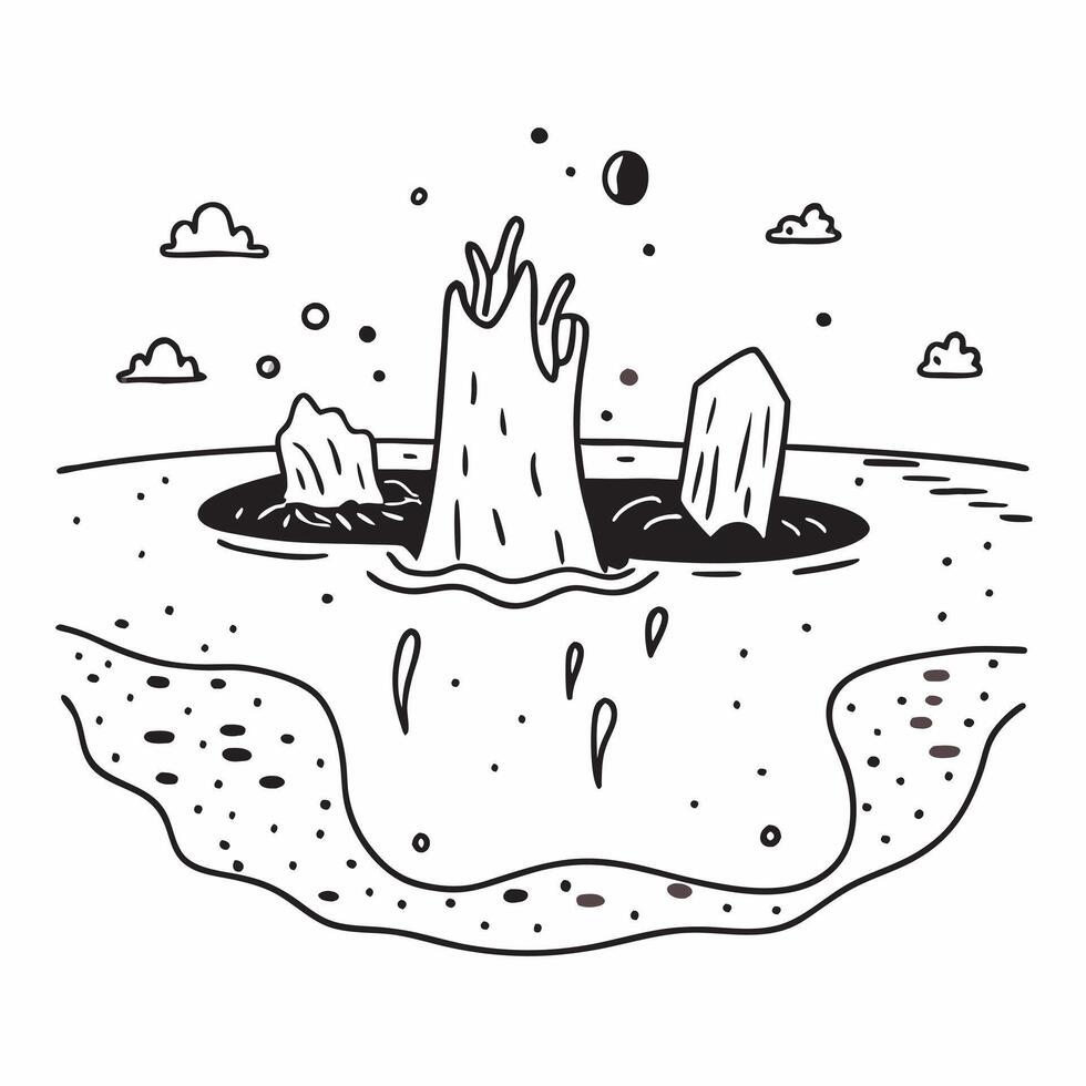 Algal Bloom and Clear Waters concept as A view depicting an algal bloom and clear waters set against a whimsical background offering ample space for text or graphics symbolizing th Cleans vector