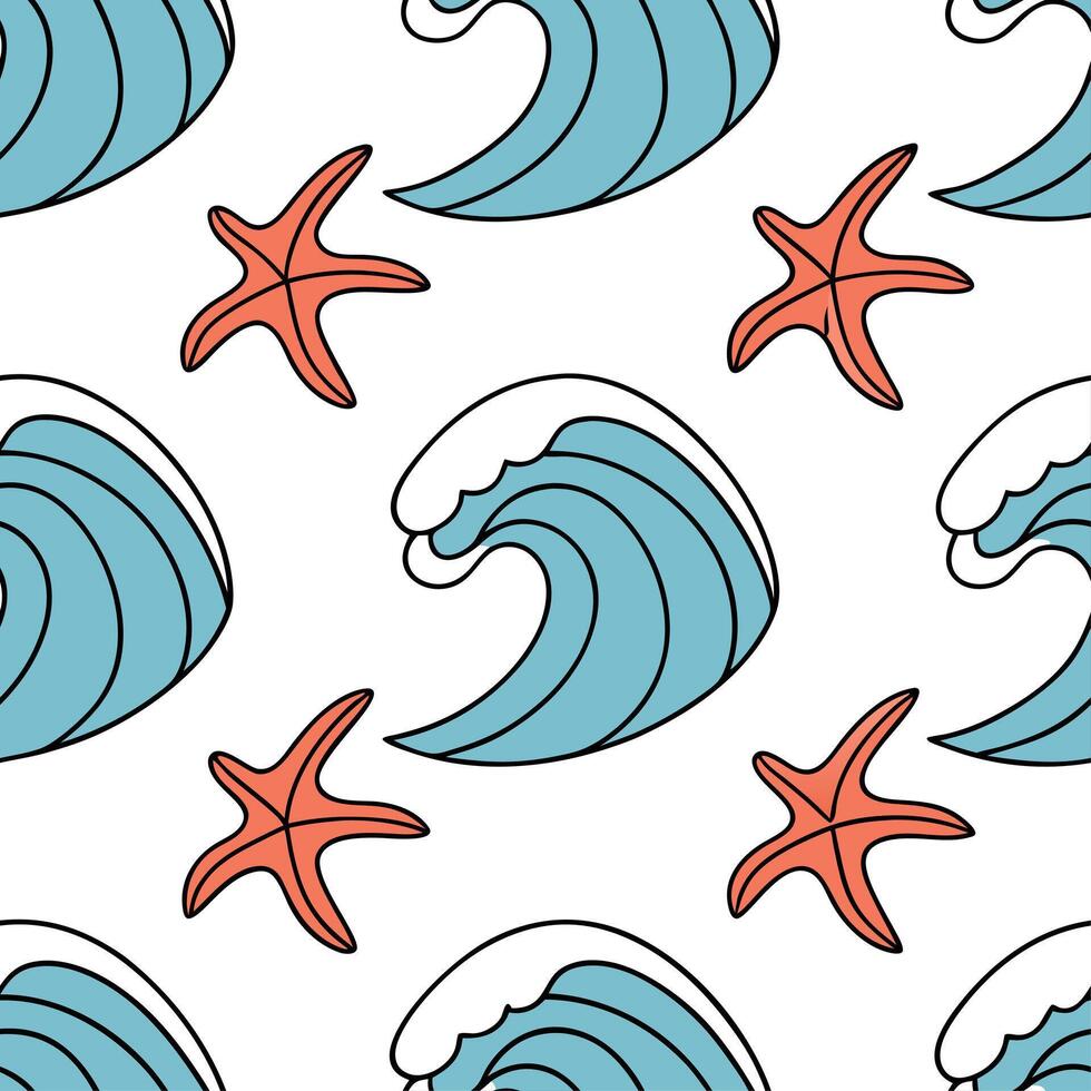 Abstract summer waves seamless pattern with artistic wave shapes and vibrant hues for creative beach designs concept as Artistic summer wave pattern with abstract shapes and vibran Cleans vector