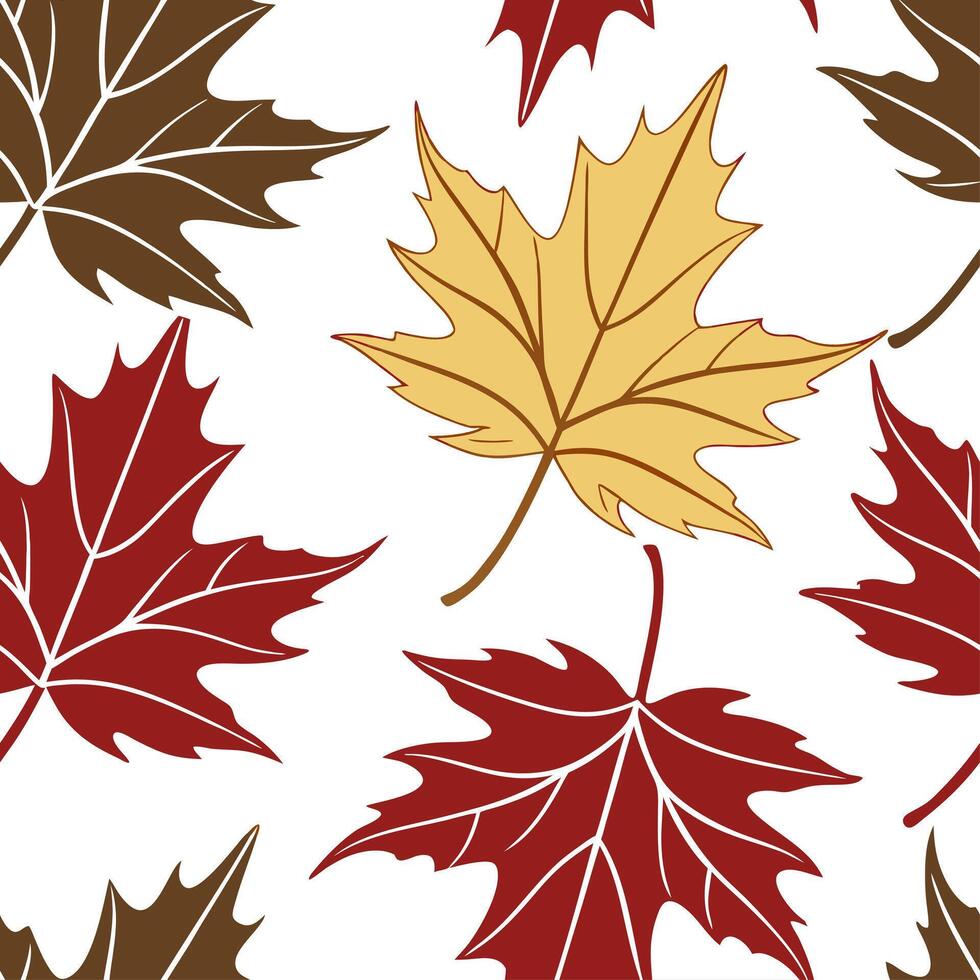 Abstract autumn leaves seamless pattern with geometric leaf shapes and earthy tones for modern fall designs concept as Modern autumn leaves pattern with geometric shapes and earthy Cleans Set 2 vector