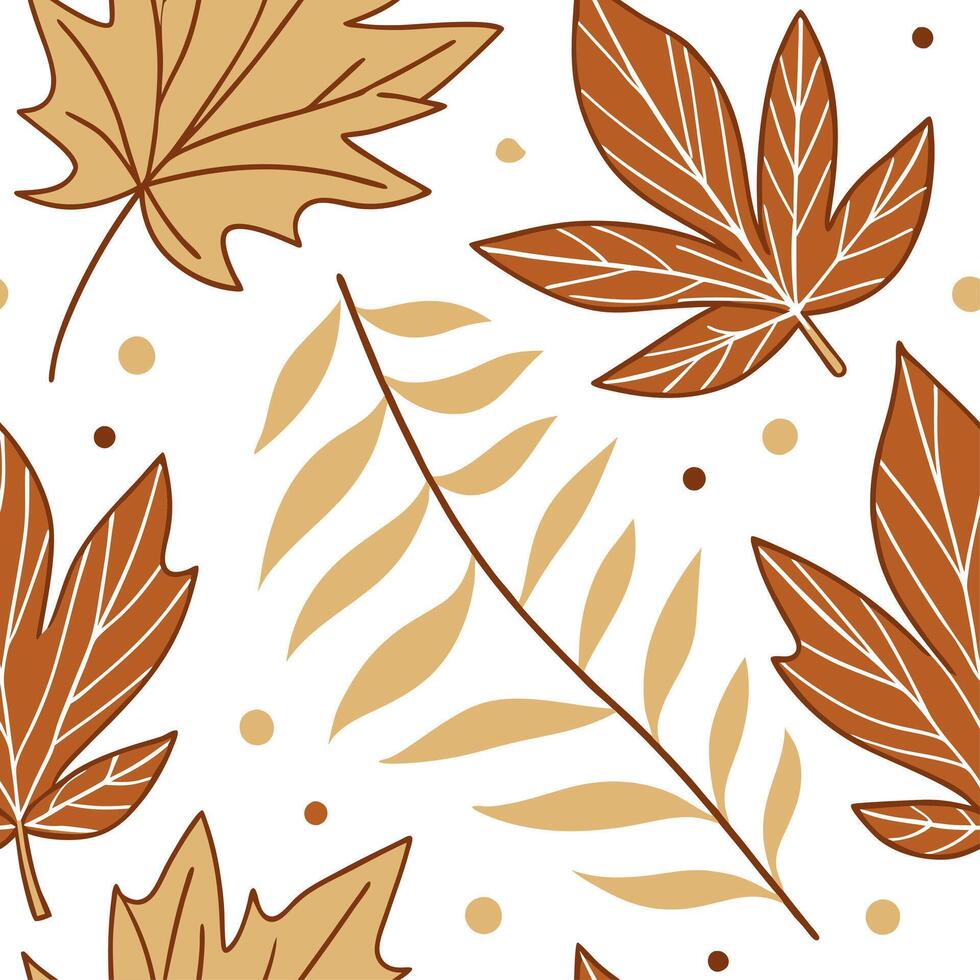 Abstract autumn leaves seamless pattern with geometric leaf shapes and earthy tones for modern fall designs concept as Modern autumn leaves pattern with geometric shapes and earthy Cleans vector