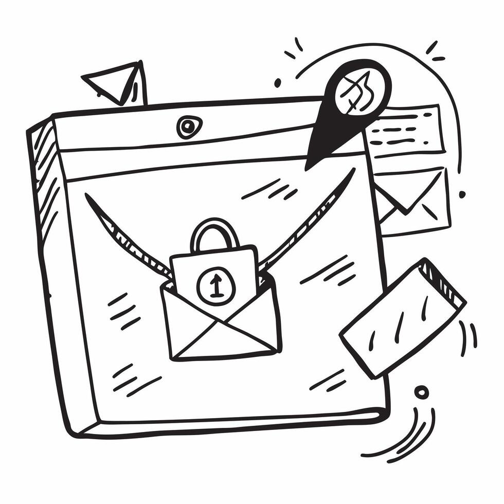 2D as Secure email icon with an envelope and padlock concept as illustration of a secure email icon with an envelope and padlock highlighting the importance of protec Cleans vector