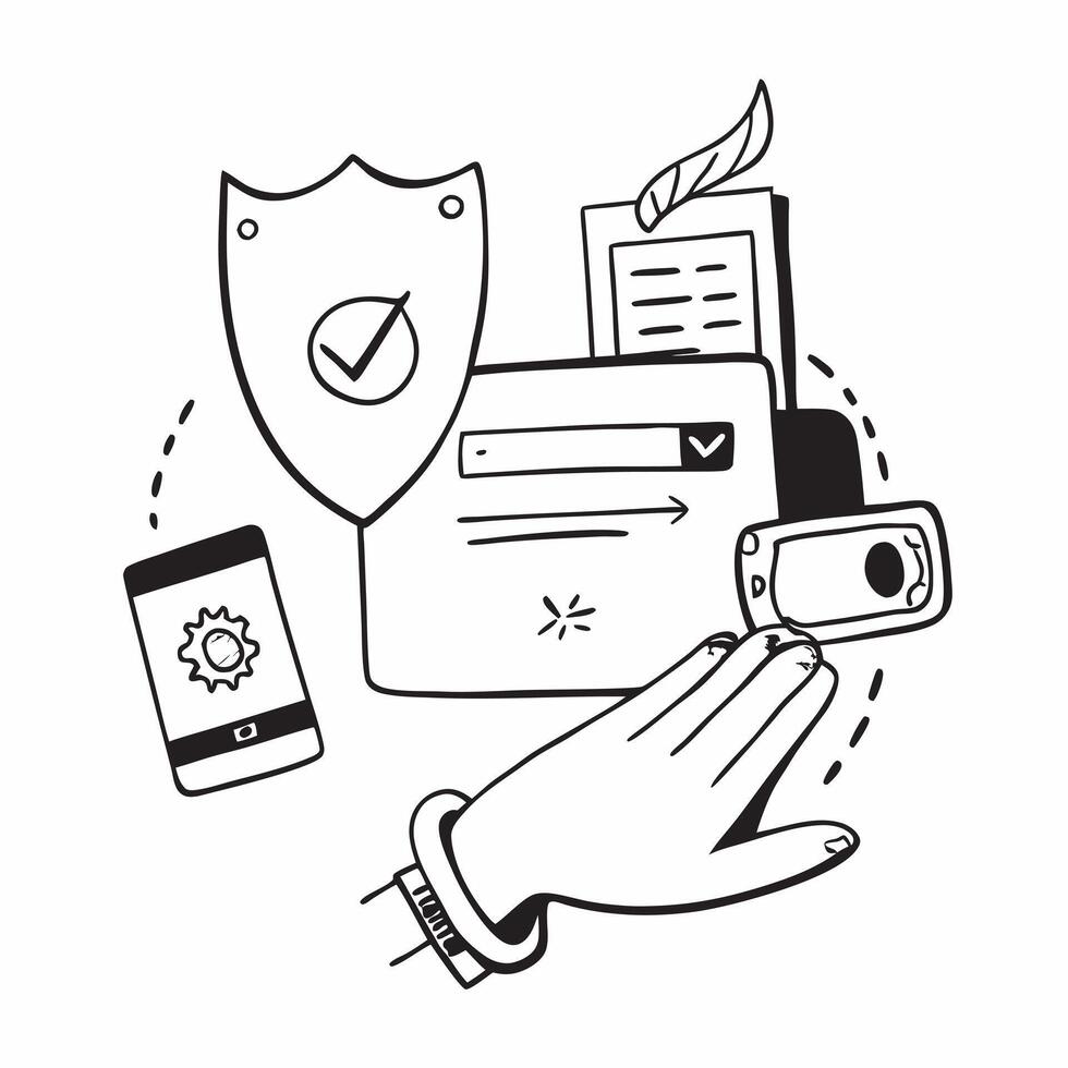2D as Secure transaction icon with a hand and shield concept as illustration of a secure transaction icon with a hand and shield emphasizing the protection of online Cleans vector