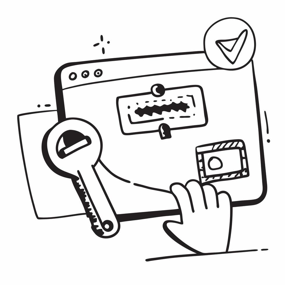 2D as Password protection icon with a key concept as illustration of a password protection icon with a key highlighting the importance of strong passwords in maintain Cleans vector