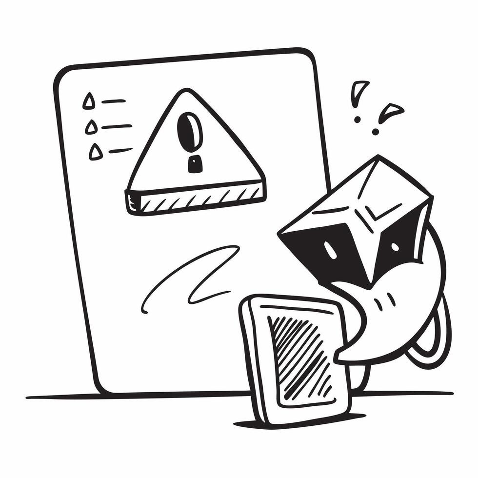2D as Hacking alert icon with exclamation mark concept as illustration of a hacking alert icon with an exclamation mark symbolizing a warning for potential cyber thre Cleans vector