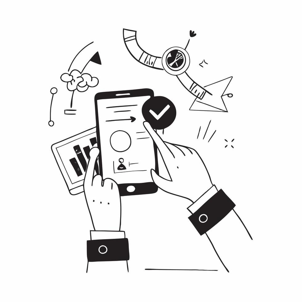 2D as Financial advisor using mobile app for financial planning concept as A illustration of a financial advisor using a mobile app for financial planning showcasing Cleans vector