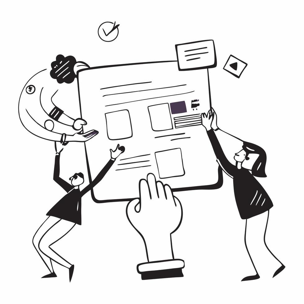 2D minimalize as Team collaborating in a modern office space concept as A illustration of a team collaborating in a modern office space using digital tools and techno Cleans vector
