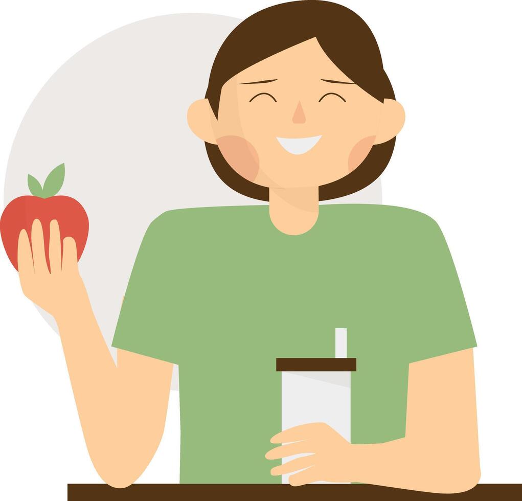 People Eating Food on White Background vector