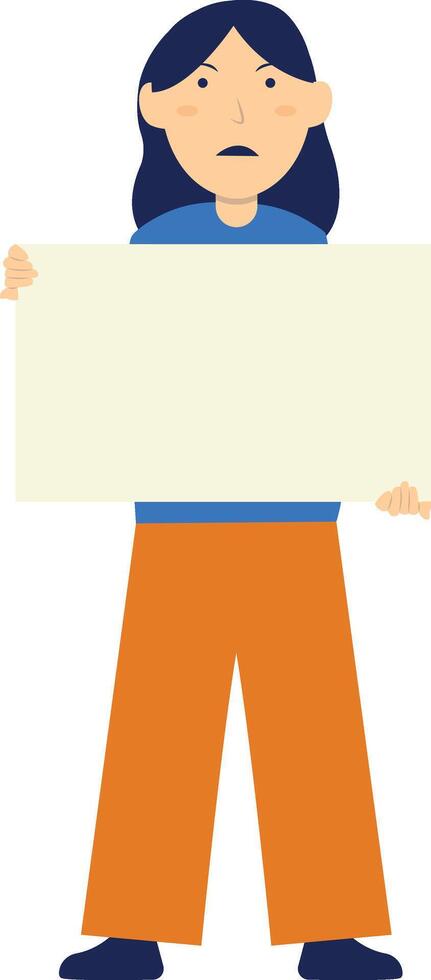 Person Holding Banner on White Background. vector