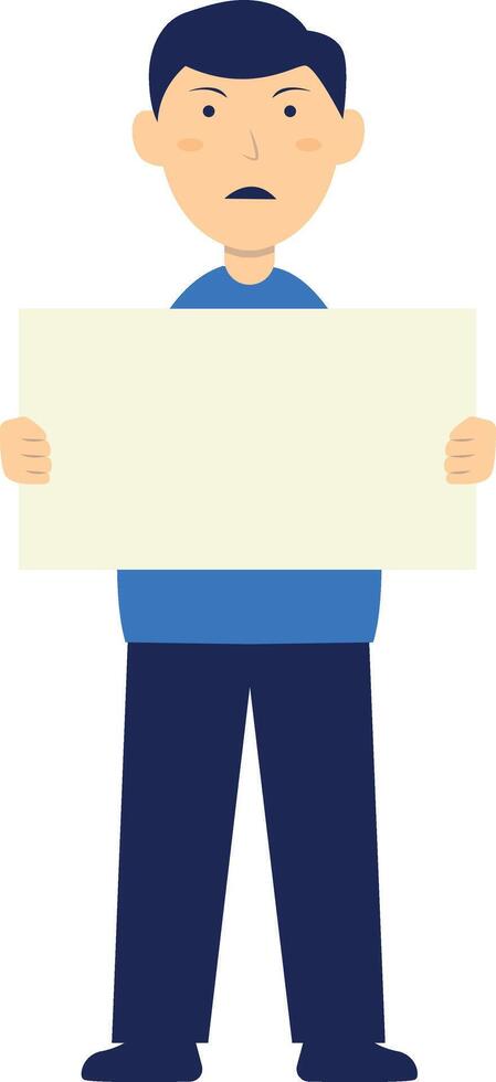 Person Holding Banner with Cartoon Design. vector