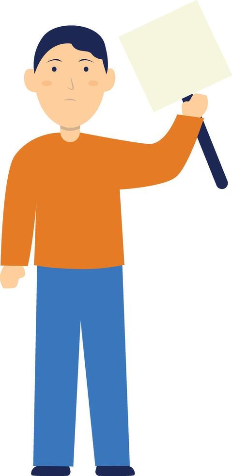 Person Holding Banner with Cartoon Design vector
