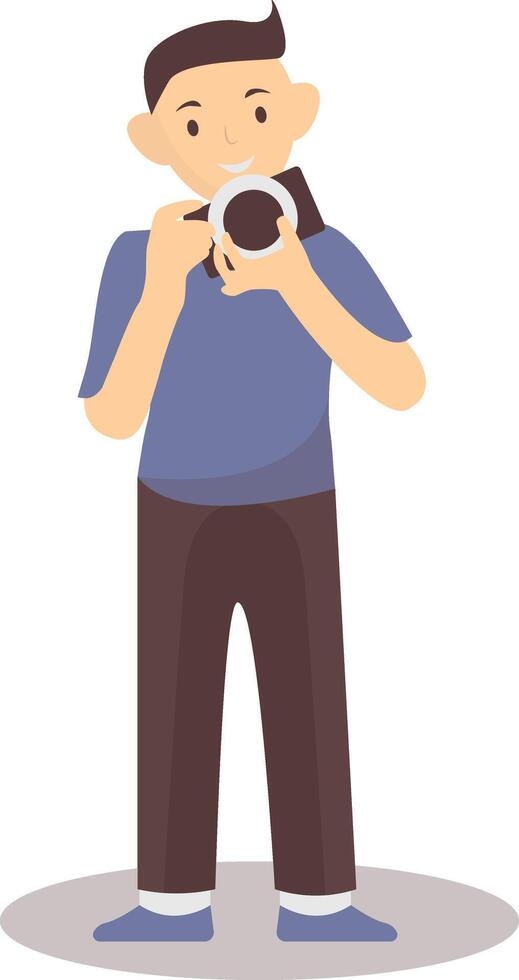 Photographer Profession Character with Cartoon Design. vector