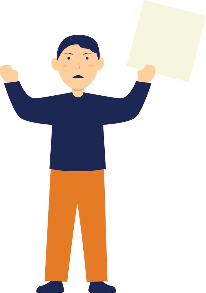 Person Holding Banner in Flat Cartoon Design vector